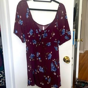Xhilaration tie front floral mini dress worn once